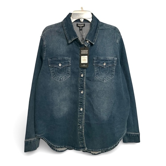 True Religion Tops - True Religion Georgia Denim Glitter button Shirt Cozy Fireside Wash XL